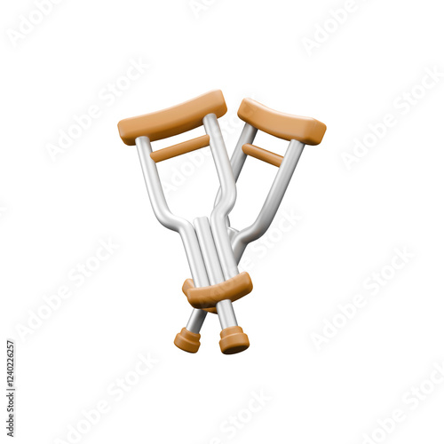 3d illustration of crutches on white background  photo