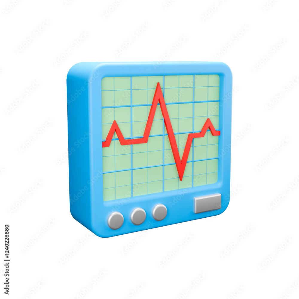 3D Side View Heart Rate Monitor Display 3D Side View Heart Rate Monitor Display