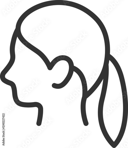 シンプルな、女性の横顔のアイコン（線画）のイラスト
