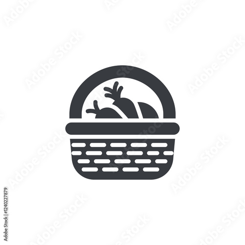 A woven basket with vegetables vector icon