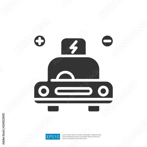 Electric Vehicle Icon Representing Charging Process With Battery Levels For Sustainable Transportation Solutions