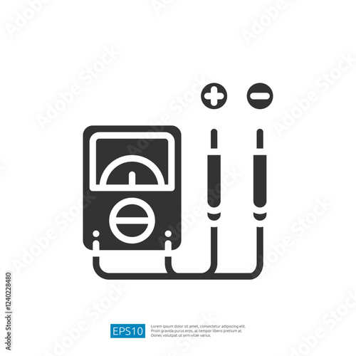 This image depicts a simple graphic representation of a multimeter, a device used to measure electrical voltage, current, and resistance.