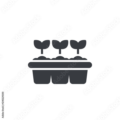 A tray with rows of seedlings vector icon