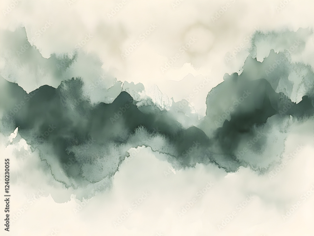 Obraz premium Dreamy mint green watercolor wash, excellent for stylish social media templates, marketing banners, and luxury packaging designs