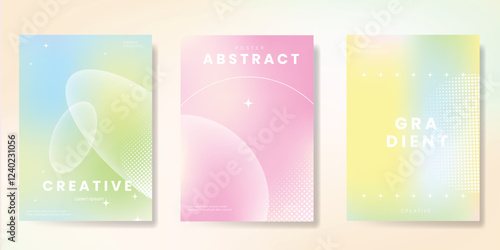 Abstract colorful gradient card background set. Minimalist poster Modern summer and spring wallpaper design for, website, banner, ads.