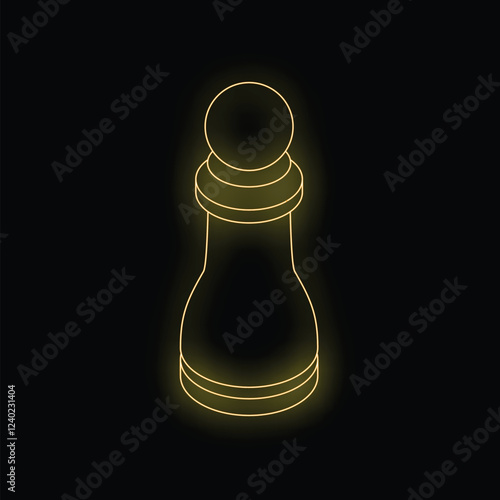 Neon yellow outline of a chess pawn glowing on a black background