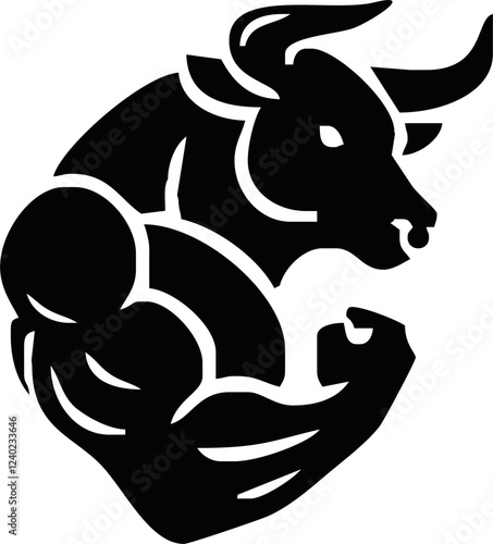 Bodybuilder with a bull head. Vector illustration.