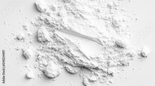 Fine white powder on a smooth surface.