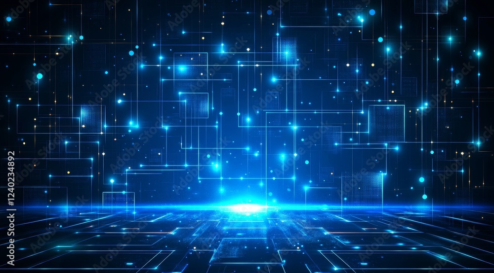 Obraz premium Futuristic digital network glowing; data flow background