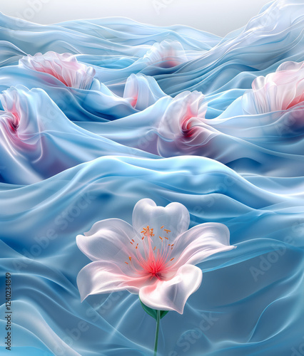 Beautiful Flowers Soft Fresh Spring Nature Flowing Floral Botanical Abstract Background Vertical
