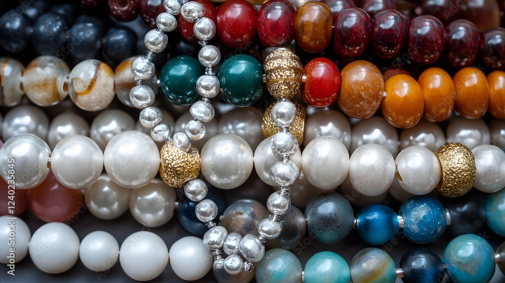 Vibrant Colorful Beaded Necklaces Closeup Photography Vibrant Colorful Beaded Necklaces Closeup Photography