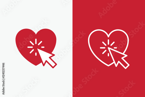 Heart Click Icon Logo Online Romance and Social Media Interaction