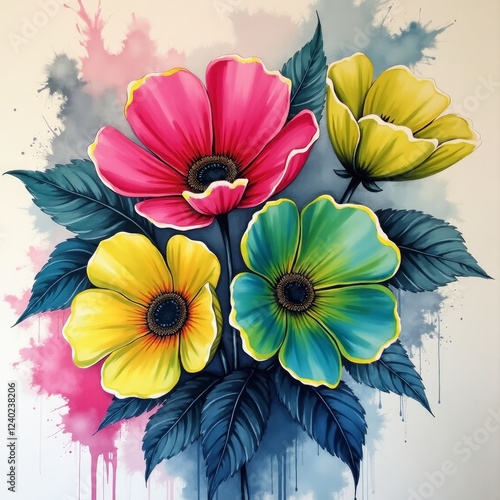 Wallpaper Mural Watercolor flowers,
Floral art,
Hand-painted flowers,
Floral watercolor painting,
Watercolor floral illustration,
Flower bouquet art,
Watercolor botanical art,
Flower illustration,
Floral wall decor,
 Torontodigital.ca