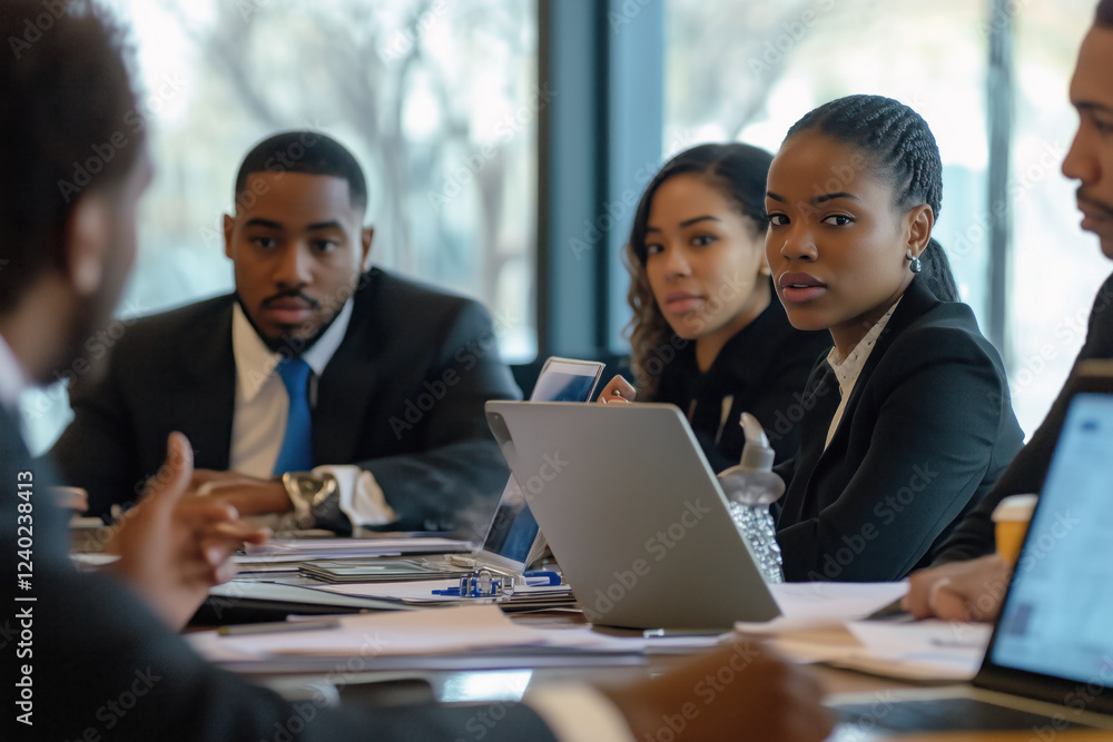 Business professionals engaged in discussion Business professionals engaged in discussion