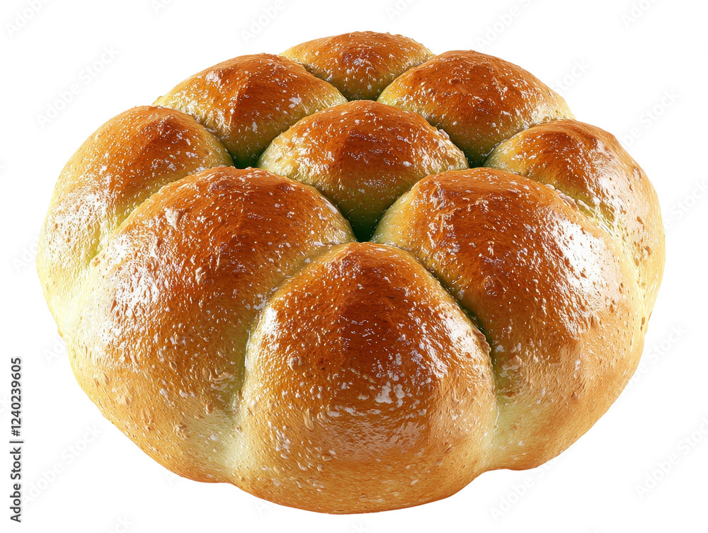 Freshly Baked Golden Brown Dinner Rolls with Soft and Fluffy Texture on a White Background