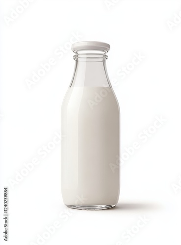 Wallpaper Mural Glass bottle filled with milk on white background. Torontodigital.ca