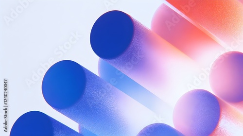 Abstract 3d gradient cylinder with grain textured background