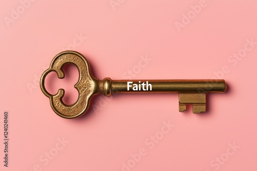 Weathered gold key with 