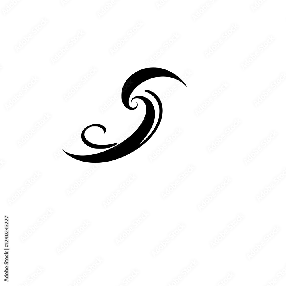 Abstract Wave Swirl Design: Minimalist Black and White Vector Graphic Abstract Wave Swirl Design: Minimalist Black and White Vector Graphic