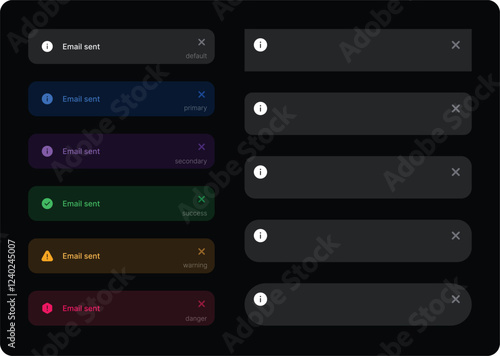 Alert box ui icons set. Collection of modern flat style notification windows displaying different alerts for user interface. Coloured error and default states