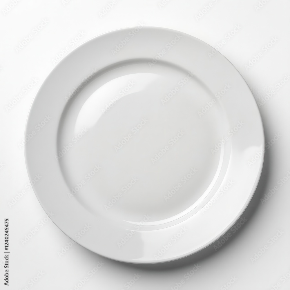 White Plate on Pure White Background, High-Resolution Studio Cutout for Food Presentation and Branding White Plate on Pure White Background, High-Resolution Studio Cutout for Food Presentation and Branding