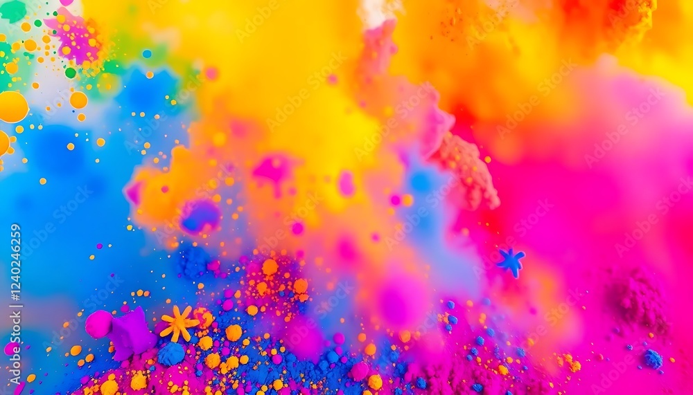 Fototapeta premium A Vibrant And Colorful Happy Holi Background An Explosion Rainbow Powder Colors