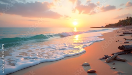 Peaceful Ocean Horizon Under a Colorful Sunset Sky