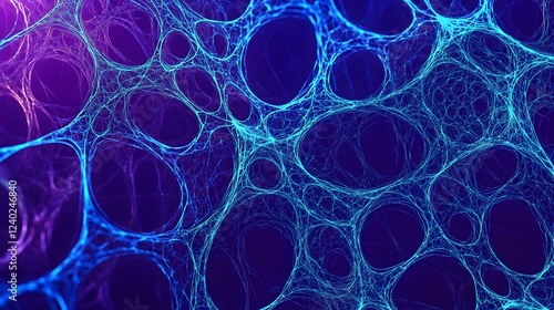 Abstract Neon Web Network Blue Purple Glowing Intricate Design