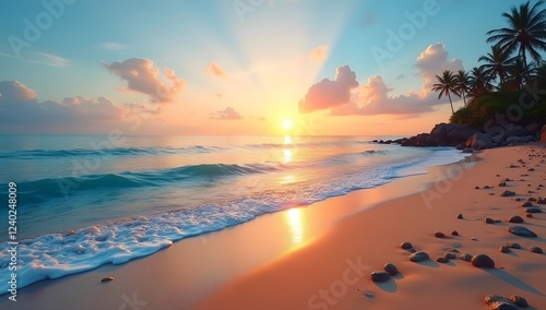 Sunbeam Reflection on Tranquil Ocean Water