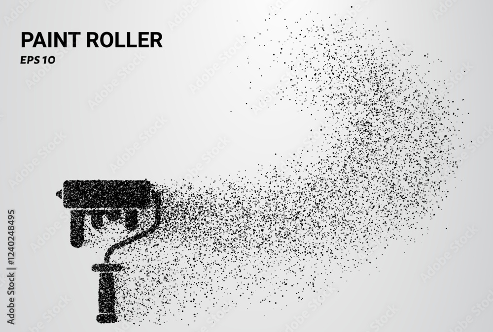 Obraz premium Paint Roller of particles. Paint Roller consists of small circles. Vector illustration.