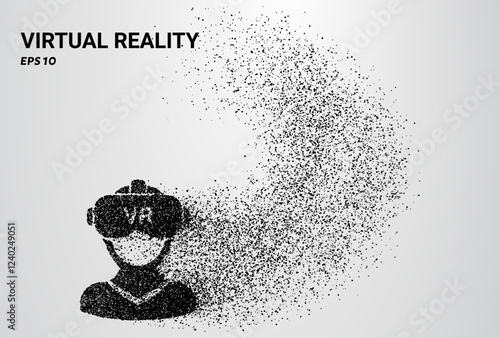 Virtual Reality of particles. Virtual Reality consists of small circles. Vector illustration.