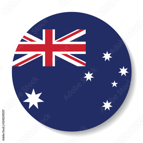 The flag of Australia. Flag icon. Standard color. Circle icon flag. 3d illustration. Computer illustration. Digital illustration. Vector illustration.