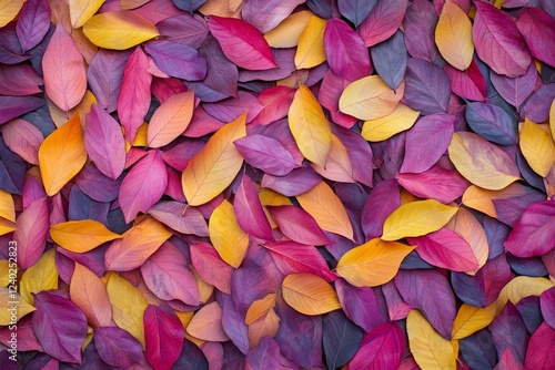 Autumn leaves background texture, vibrant fall colors, outdoor setting, design element