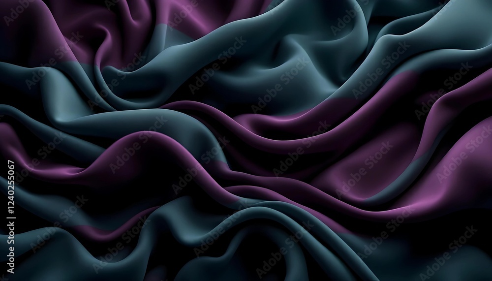 Fototapeta premium Luxurious Draped Fabric in Deep Teal and Purple Tones