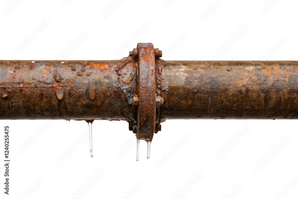 Rusty pipe with icicles isolated with transparent background Rusty pipe with icicles isolated with transparent background