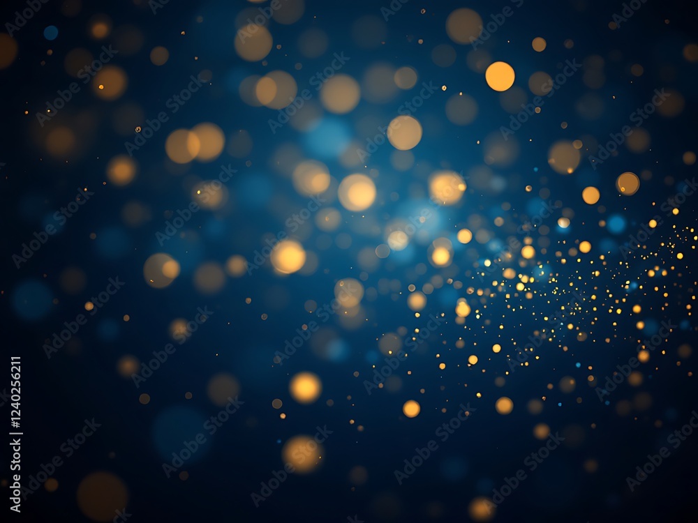 Fototapeta premium blue and gold particle bokeh background 