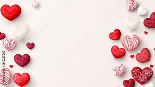 Hand Drawn Delicate Hearts in Watercolor Display on Soft Background Perfect for Romantic Themes