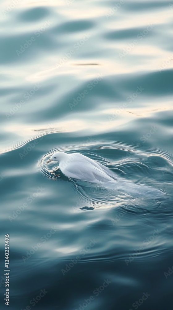 Naklejka premium Mysterious creature swimming beneath the calm waters during twilight