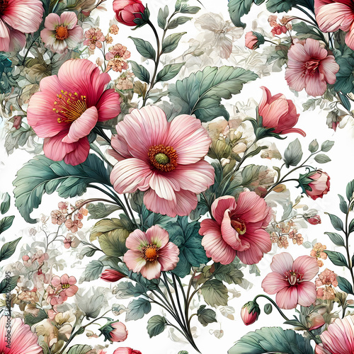 A vintage-inspired watercolor illustration of flowers, reminiscent of botanical illustrations from the past.