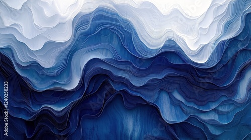 Waves of metallic texture flow in undulating patterns creating an abstract de...