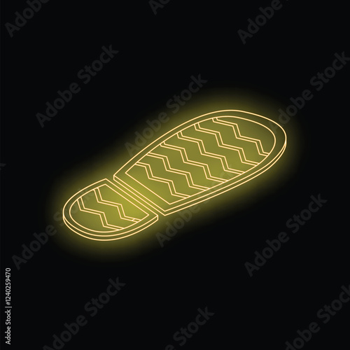 Neon yellow footprint glowing on black background, representing investigation, tracking, or evidence