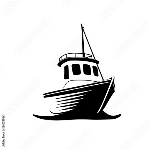 Elegant Black and White Boat Illustration: A Nautical Vessel Design