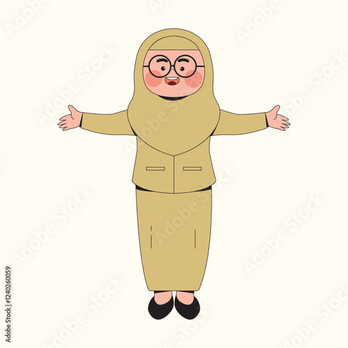 Indonesian Female Teacher Character Illustration