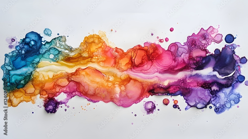 Fototapeta premium Abstract Rainbow Ink Flow Landscape Art