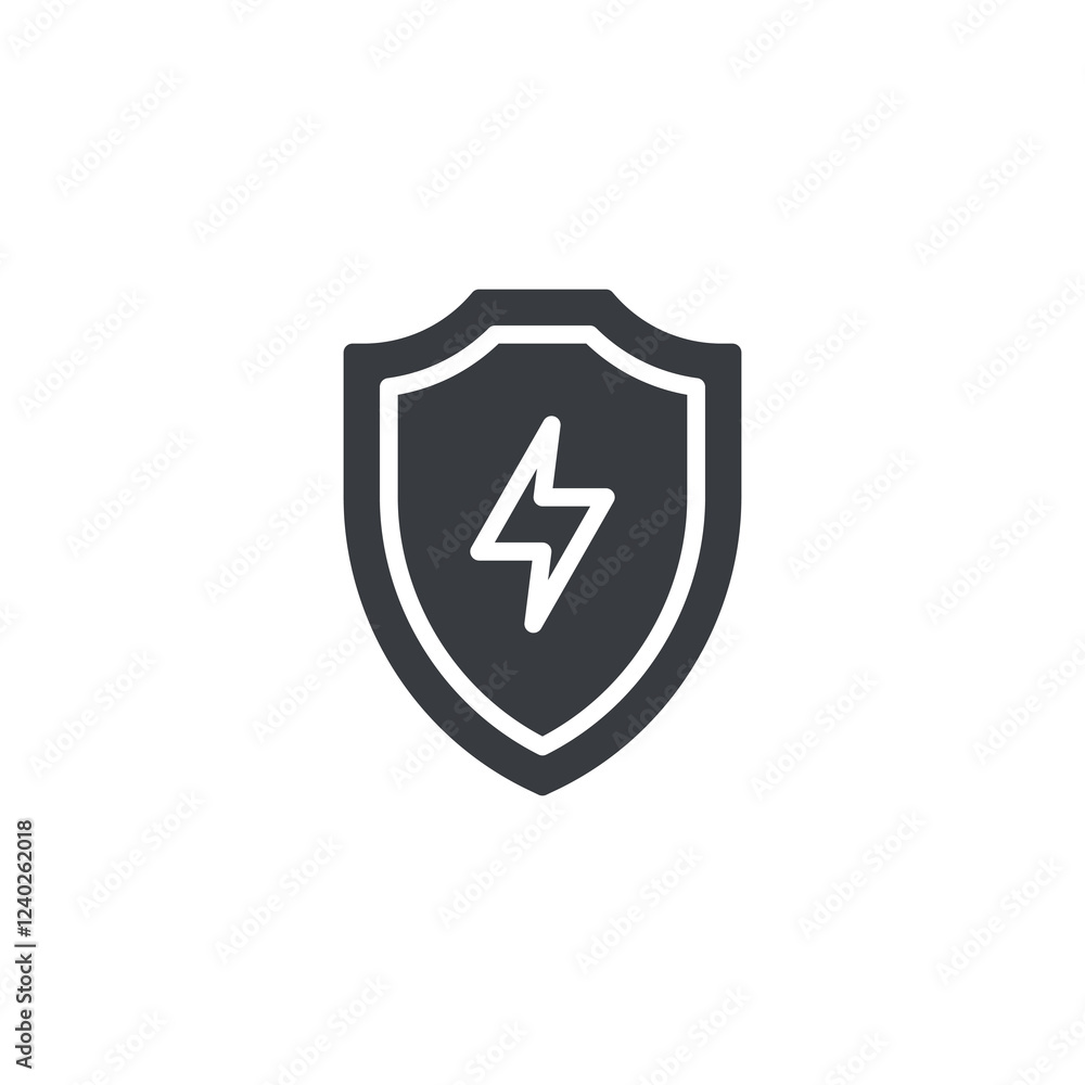 A shield with a lightning bolt vector icon A shield with a lightning bolt vector icon