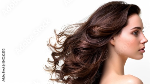Elegant hair movement studio setting beauty photography soft lighting side profile haircare concepts for stunning visuals