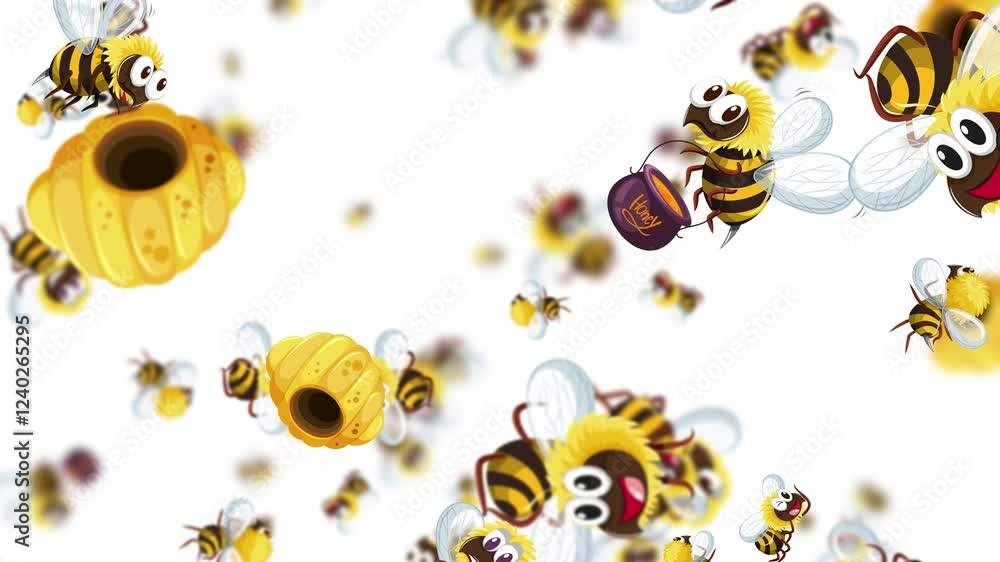 Playful Bees in a Whimsical Dance Playful Bees in a Whimsical Dance