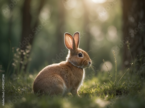 rabbit on the grass photo