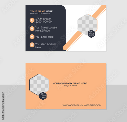 Modern blue black business card,black and yollow, business card design.Vector fashion background design with information sample name text.safe with,circel,polygon,indigo,color,blue,teal,color.professi
