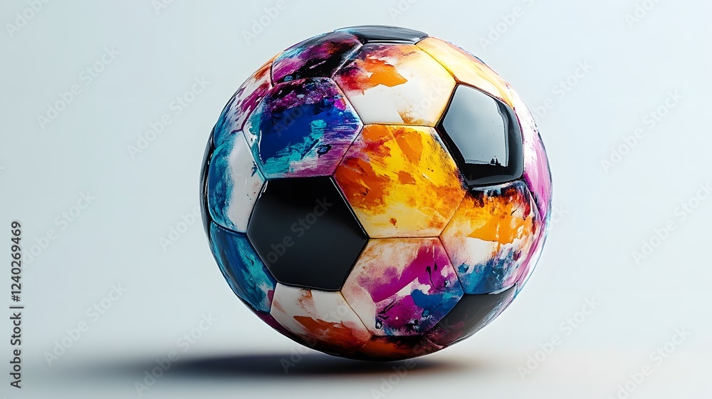 Naklejka premium Abstractly Painted Soccer Ball Design